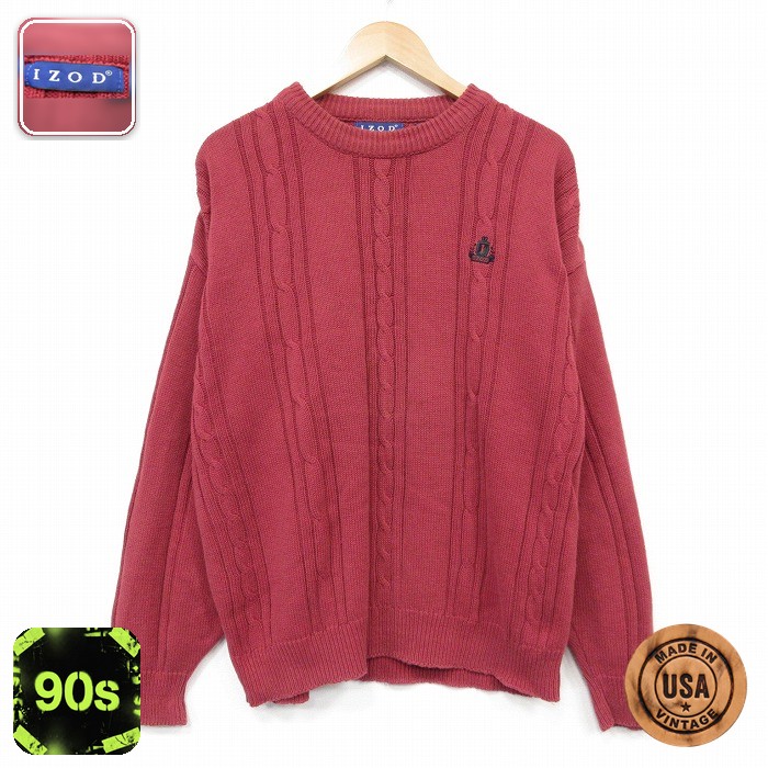 IZOD 90s 長袖セーター バーガンディ メンズXL相当 | 古着