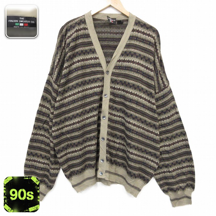 カーディガン 90s 長袖ニット ブラウン メンズXL相当 | 古着
