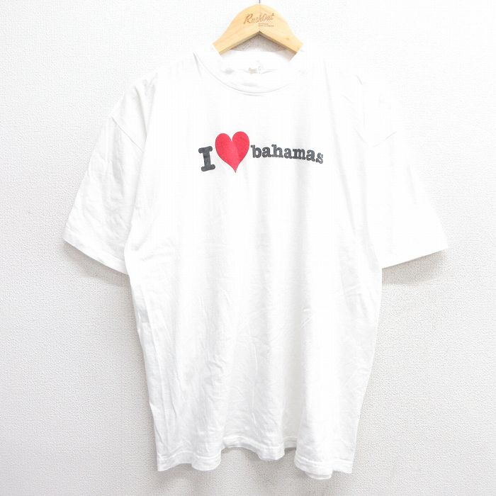 XL★古着 半袖 Tシャツ メンズ バハマ コットン クルーネック 白 ホワイト 25apr08 中古