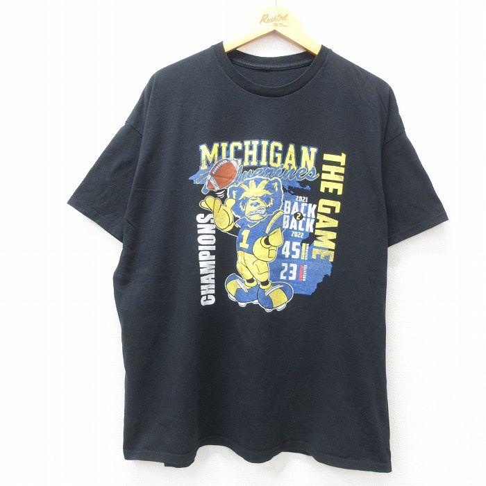 【50%OFF】ミシガンウルヴァリンズ 半袖Tシャツ フットボール ブラック XL | 古着