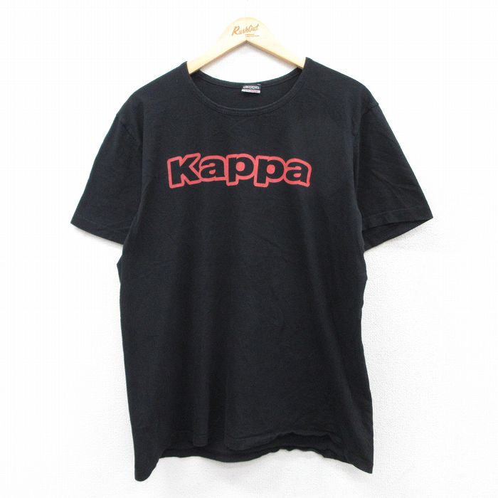 XL★古着 カッパ Kappa 半袖 Tシャツ メンズ ビッグロゴ クルーネック 黒 ブラック 25aug23 中古