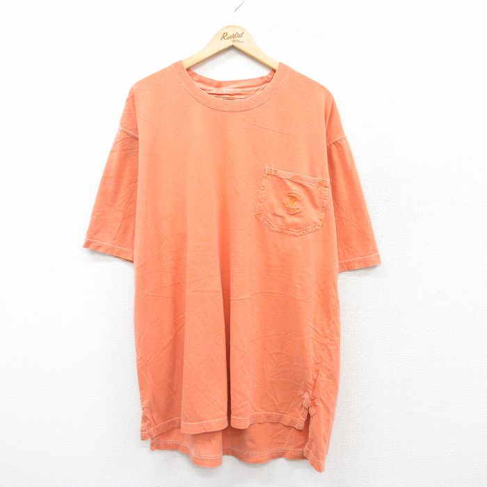 XL★古着 半袖 Tシャツ メンズ イカリ 大きいサイズ コットン クルーネック オレンジ 25aug23 中古