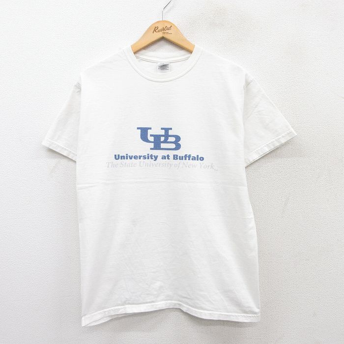 M★古着 半袖 Tシャツ メンズ University at Buffalo コットン クルーネック 白 ホワイト 25aug25 中古