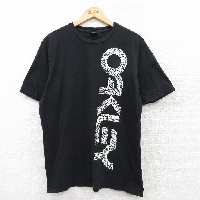 L★古着 オークリー 半袖 Tシャツ メンズ ビッグロゴ コットン クルーネック 黒 ブラック 25aug25 中古