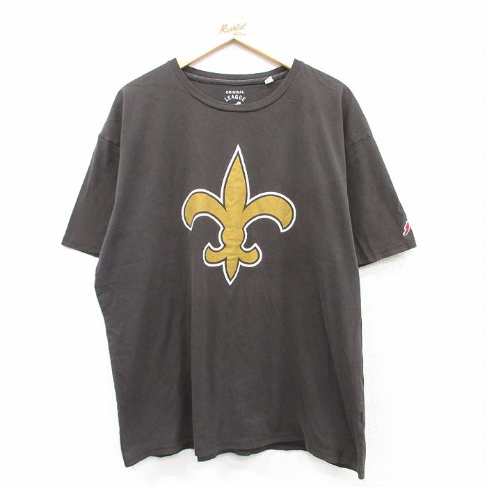 XL★古着 半袖 Tシャツ メンズ ユリの紋章 大きいサイズ コットン クルーネック 黒系 ブラック 25aug26 中古