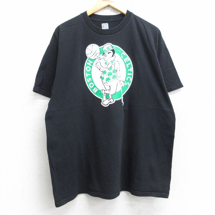 XL★古着 半袖 Tシャツ メンズ NBA ボストンセルティックス ラリーバード 33 コットン クルーネック 黒 ブラック バスケットボール 25aug28 中古