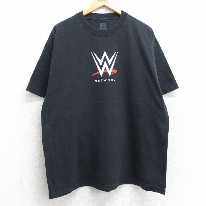 XL★古着 半袖 Tシャツ メンズ ワールドプロレスリング コットン クルーネック 黒 ブラック 25aug28 中古