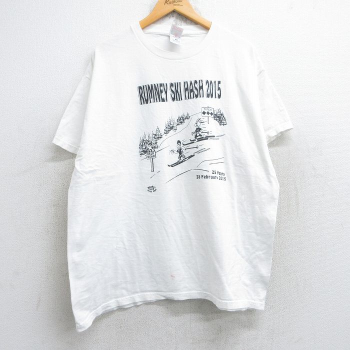 XL★古着 フルーツオブザルーム 半袖 Tシャツ メンズ スキー コットン クルーネック 白 ホワイト 【spe】 25aug28 中古