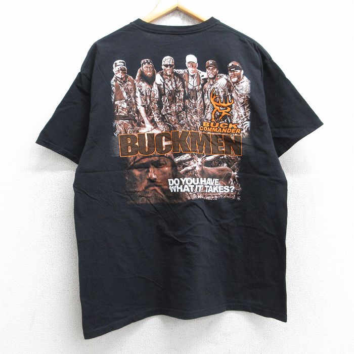 ハンティング シカプリント 半袖Tシャツ ブラック XL | 古着