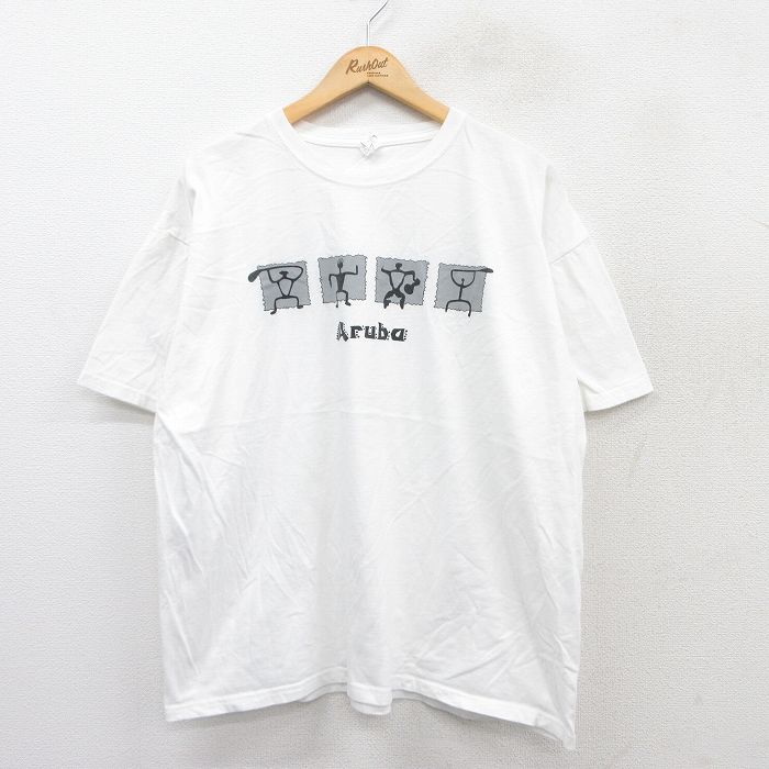 【50%OFF】XL★古着 半袖 Tシャツ メンズ アルバ 大きいサイズ コットン クルーネック 白 ホワイト 25aug30 中古