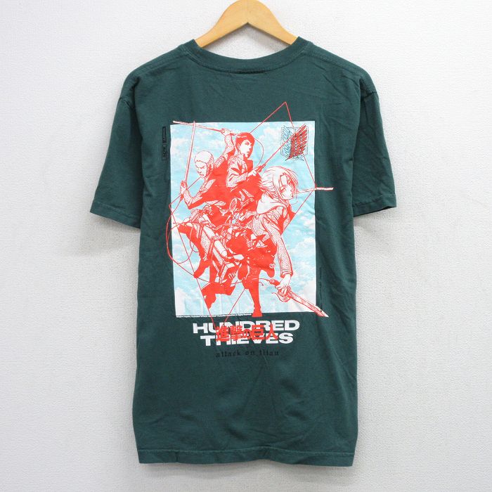 【20%OFF】00s 半袖Tシャツ 進撃の巨人 グリーン L | 古着