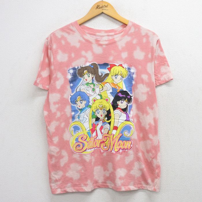 【20%OFF】セーラームーン 半袖Tシャツ ブリーチ加工 ピンク L | 古着