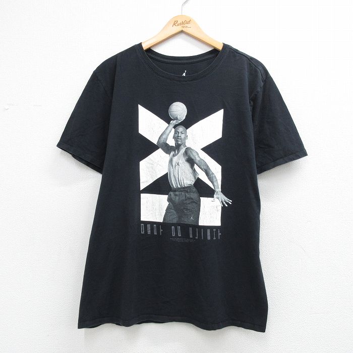 XL★古着 半袖 Tシャツ メンズ マイケルジョーダン 大きいサイズ コットン クルーネック 黒 26apr14