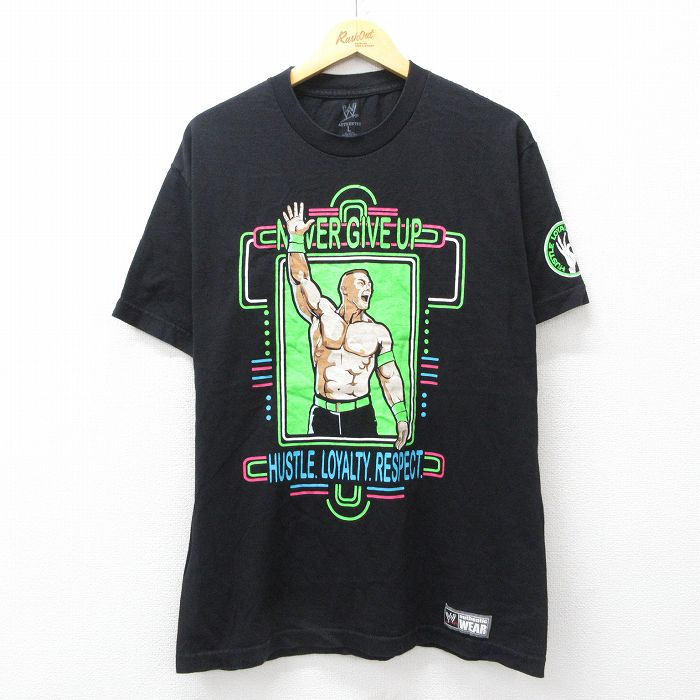 ワールドプロレスリング 半袖Tシャツ ジョンシナ ブラック メンズL相当 | 古着