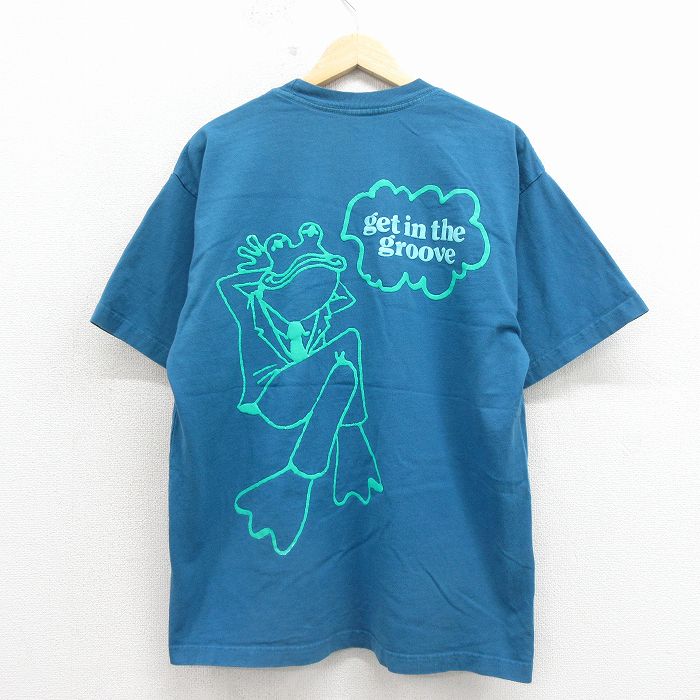 オベイ 半袖Tシャツ カエル ネイビー メンズXL相当 | 古着