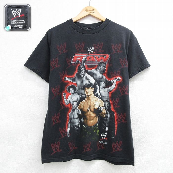 【20%OFF】ワールドプロレスリング 半袖Tシャツ ジョンシナ ブラック メンズM相当 | 古着