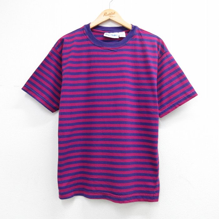 00s 半袖Tシャツ ボーダー パープル L | 古着