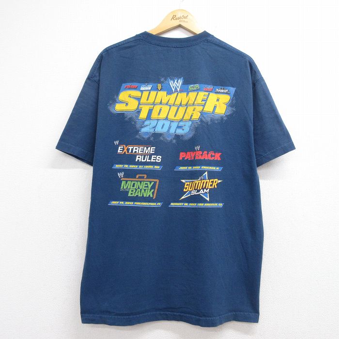 ワールドプロレスリング 半袖Tシャツ SUMMER TOUR CREW ネイビー メンズXL相当 | 古着