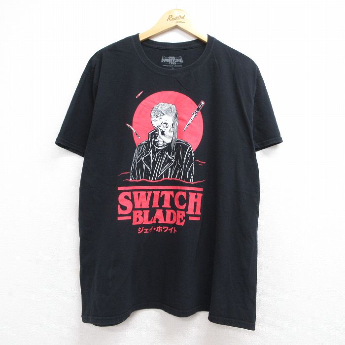 ワールドプロレスリング 半袖Tシャツ ジェイホワイト ブラック メンズL相当 | 古着