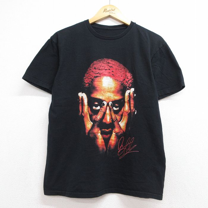 NBA シカゴブルズ デニスロッドマン 半袖Tシャツ ブラック メンズL相当 | 古着