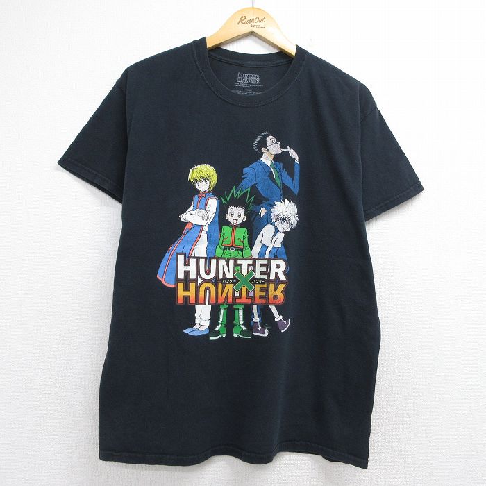 ハンターハンター 半袖Tシャツ アニメプリント ブラック メンズL相当 | 古着