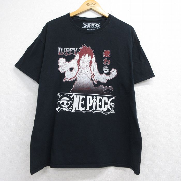 ワンピース 半袖Tシャツ モンキーDルフィ ブラック メンズXL相当 | 古着