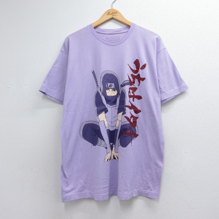 ナルト疾風伝 半袖Tシャツ うちはイタチ パープル メンズXL相当 | 古着