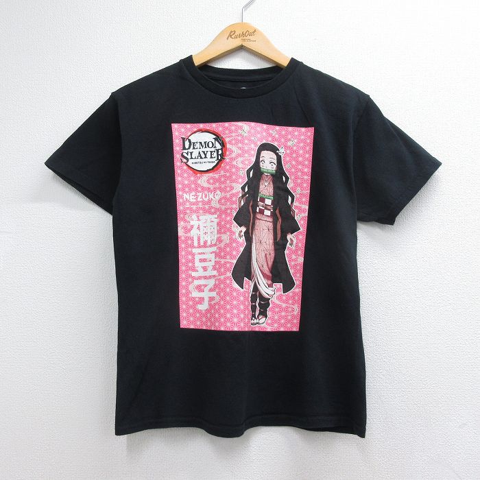 半袖Tシャツ 鬼滅の刃禰豆子 ブラック メンズM相当 | 古着