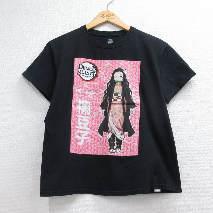 半袖Tシャツ 鬼滅の刃禰豆子 ブラック メンズM相当 | 古着