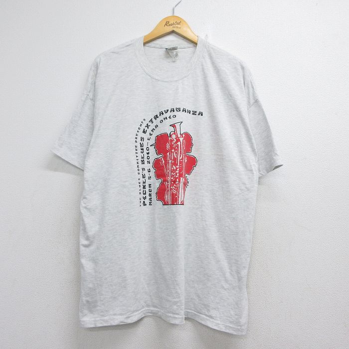 ヘインズ 半袖Tシャツ PICKLES BLUES グレー メンズXL相当 | 古着