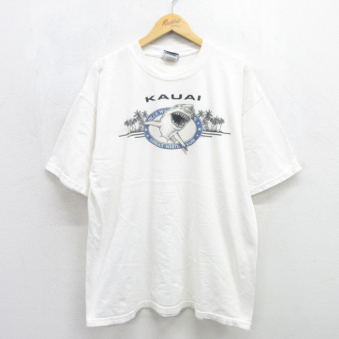 半袖Tシャツ サメ ホワイト メンズXL相当 | 古着