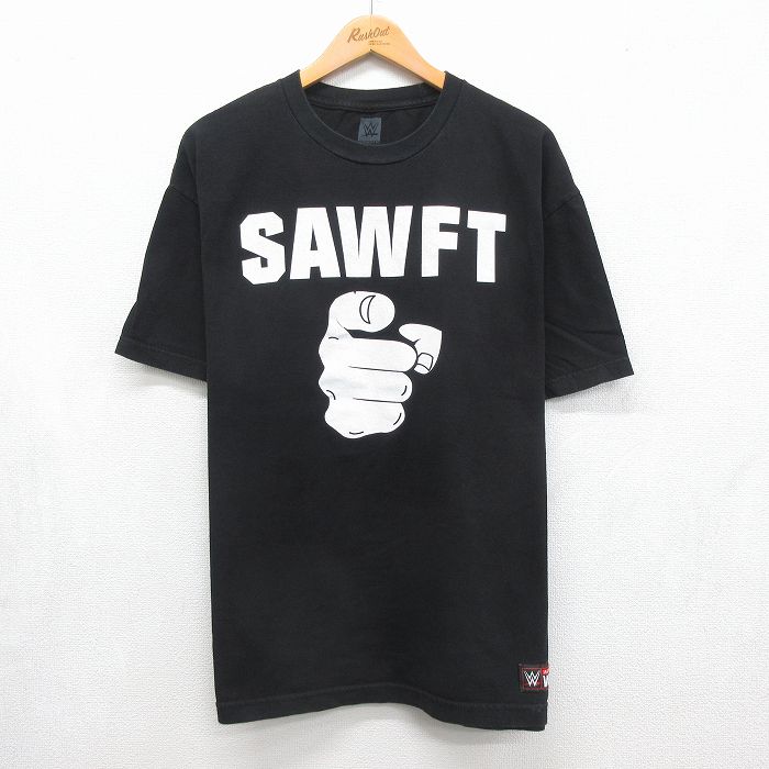 ワールドプロレスリング 半袖Tシャツ エンツォアモーレ ビッグキャス SAWFT ブラック メンズXL相当 | 古着