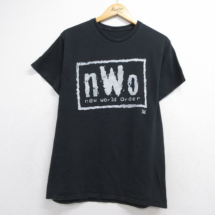 ワールドプロレスリング 半袖Tシャツ ニューワールドオーダープリント ブラック メンズM相当 | 古着