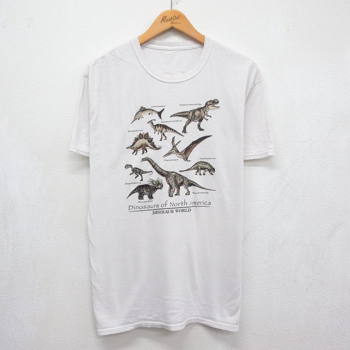 半袖Tシャツ 恐竜 ホワイト メンズL相当 | 古着