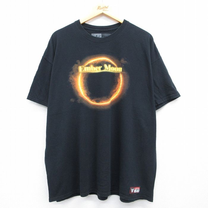 ワールドプロレスリング 半袖Tシャツ エンバームーン ブラック メンズXL相当 | 古着