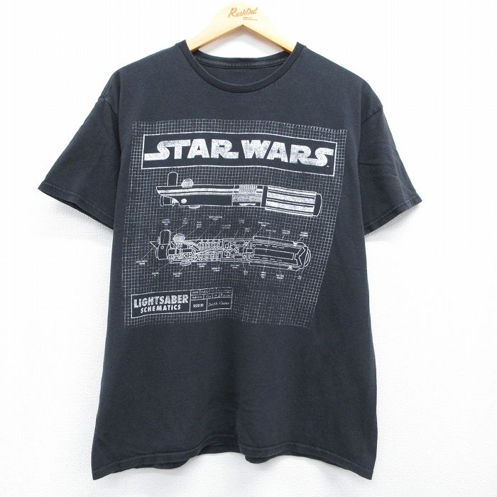 スターウォーズ 半袖Tシャツ ライトセーバー ブラック メンズL相当 | 古着