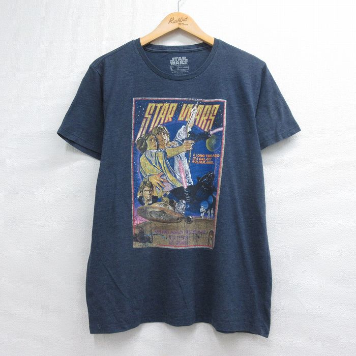 スターウォーズ 半袖Tシャツ 映画プリント ネイビー霜降り メンズL相当 | 古着