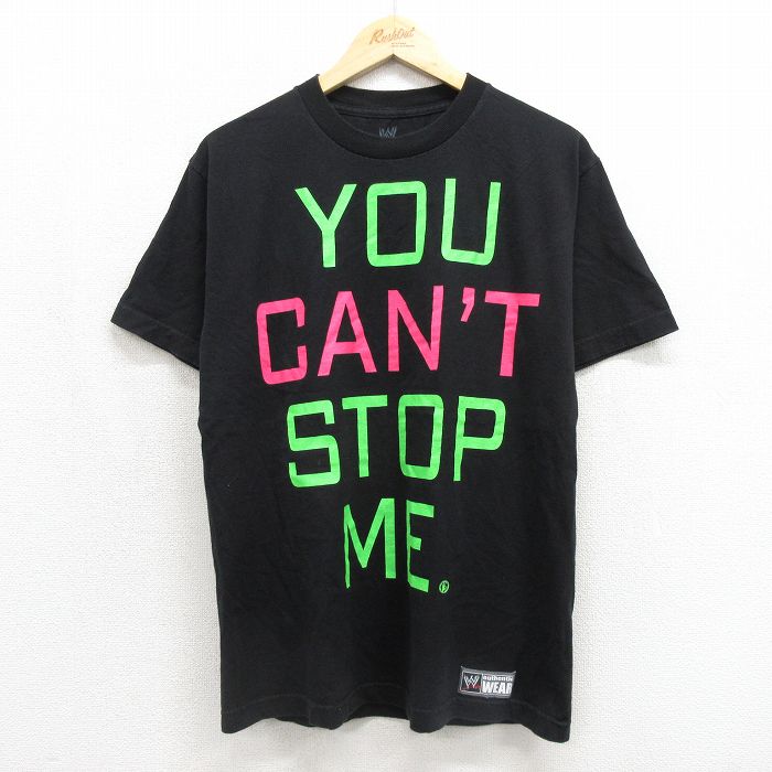 ワールドプロレスリング 半袖Tシャツ ジョンシナプリント ブラック メンズM相当 | 古着