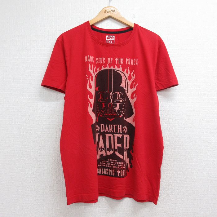 スターウォーズ 半袖Tシャツ ダースベイダープリント レッド メンズXL相当 | 古着