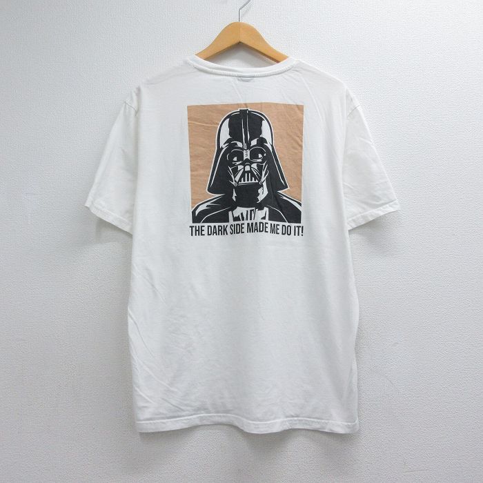 スターウォーズ 半袖Tシャツ ダースベイダープリント ホワイト メンズXL相当 | 古着