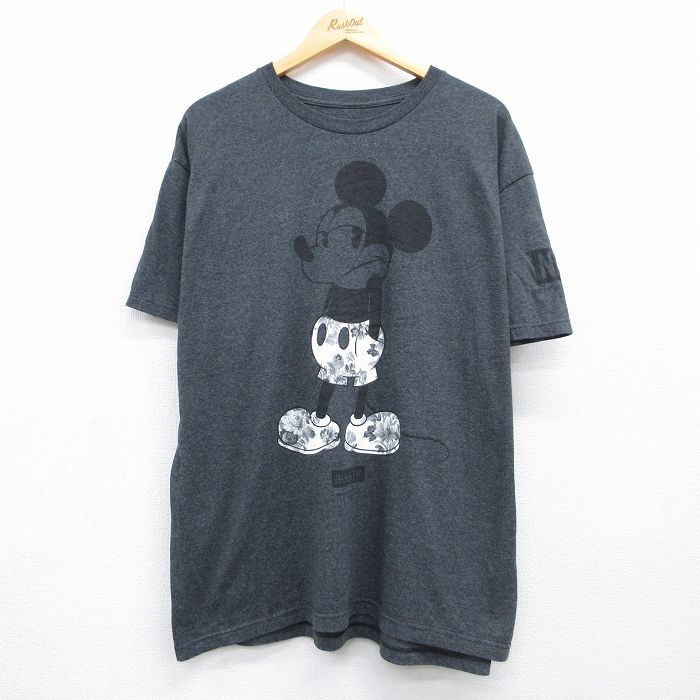 ディズニー 半袖Tシャツ ミッキー グレー メンズXL相当 | 古着