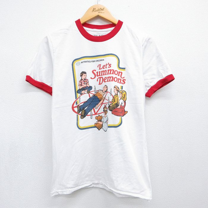 半袖Tシャツ Lets Summon Demons ホワイト メンズS相当 | 古着