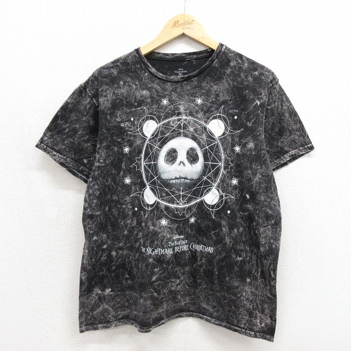ディズニー 半袖Tシャツ ナイトメアービフォアクリスマス タイダイ ブラック メンズL相当 | 古着