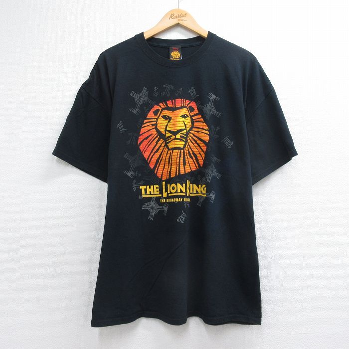 ディズニー 半袖Tシャツ ライオンキング ブラック メンズXL相当 | 古着
