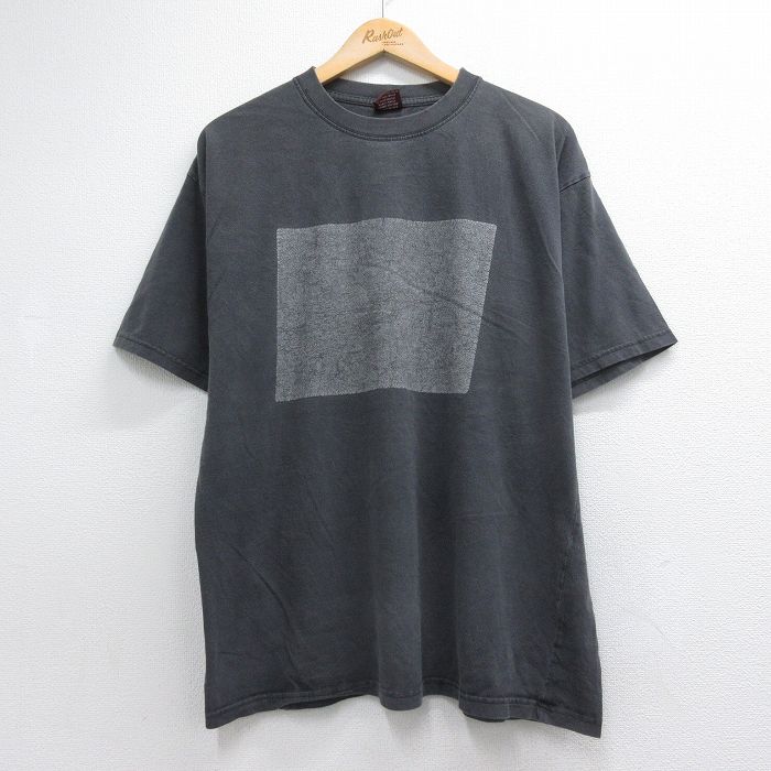 XL★古着 半袖 Tシャツ メンズ 大きいサイズ コットン クルーネック ブラック 26jul17