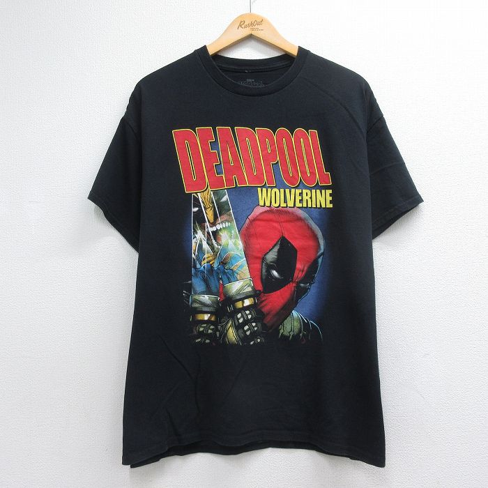 マーベル 半袖Tシャツ デッドプール ウルヴァリンプリント ブラック メンズXL相当 | 古着