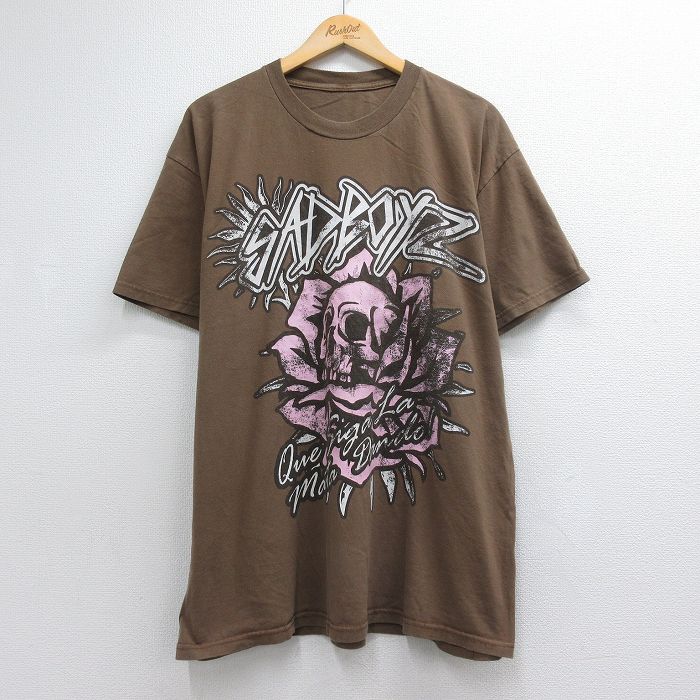 半袖Tシャツ SAD BOYZスカル ブラウン メンズXL相当 | 古着