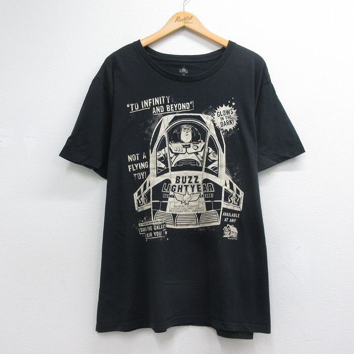 ディズニー 半袖Tシャツ バズライトイヤー ブラック メンズXL相当 | 古着
