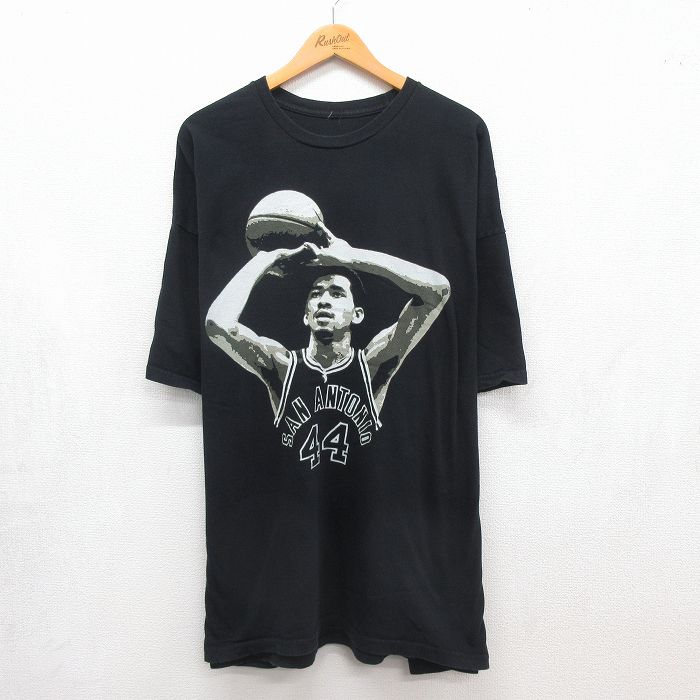 NBA サンアントニオスパーズ ジョージガービン 半袖Tシャツ バスケットボール ブラック メンズXL相当 | 古着