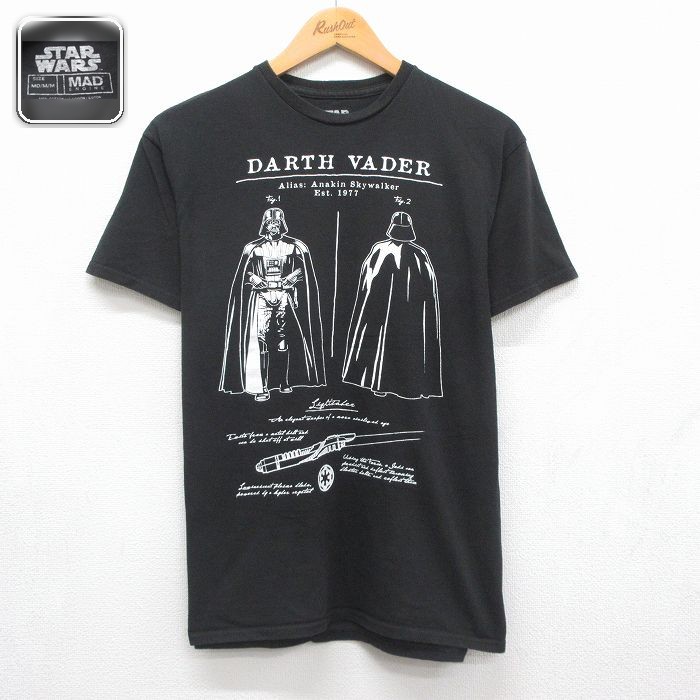 スターウォーズ 半袖Tシャツ ダースベイダープリント ブラック メンズM相当 | 古着